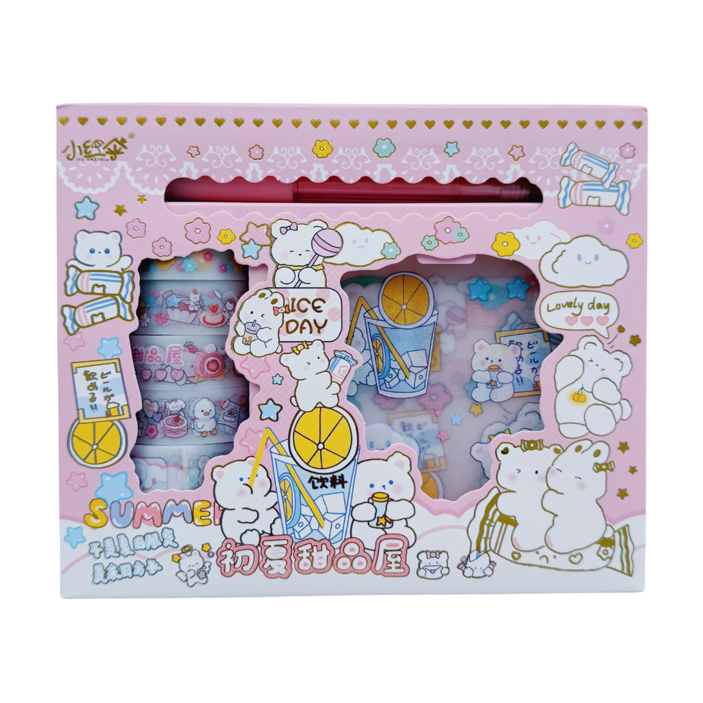 Kit de Papelería Summer Cute Day - Stickers y Washitapes