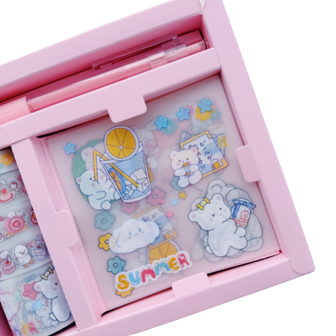 Kit de Papelería Summer Cute Day - Stickers y Washitapes