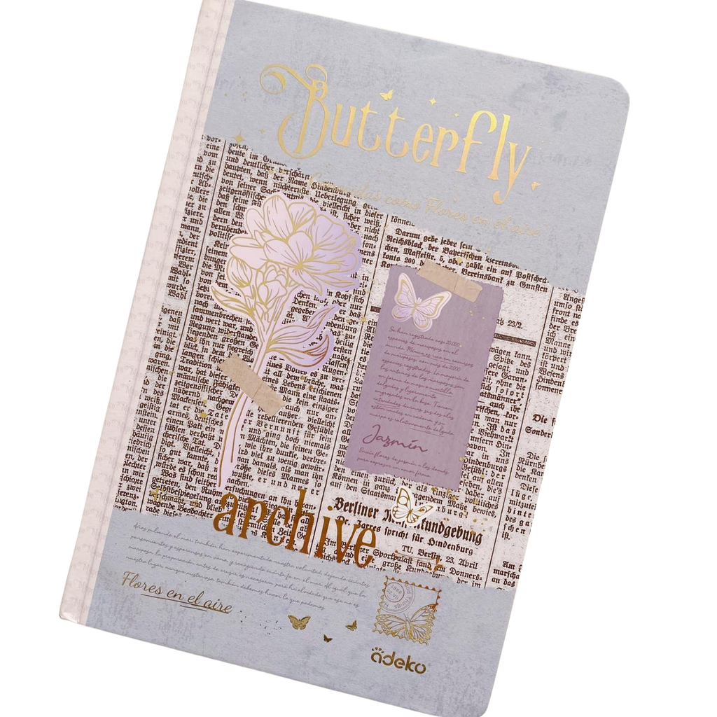 Libretas Hojas Decoradas Butterfly Marco Dorado
