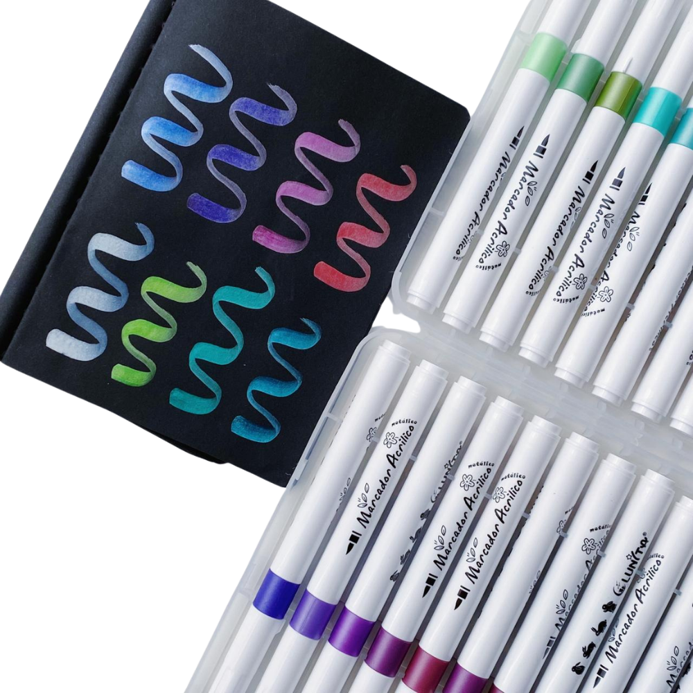 Plumones Acrílicos Punta Pincel - Set Metálicos 36 Colores