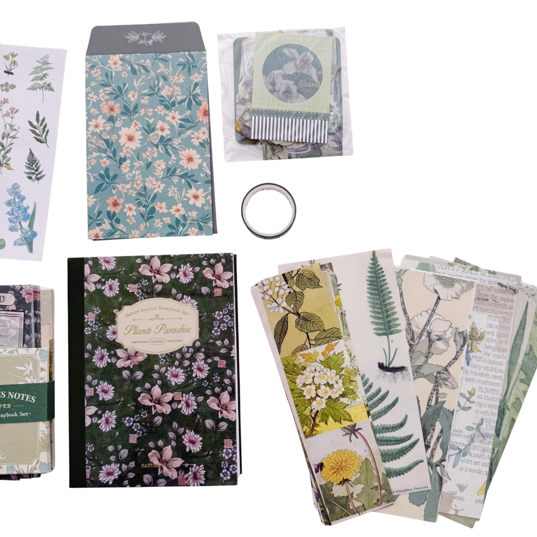 Plants Paradise - Kit de Journal - Stickers, Papel Decorado y Washitapes
