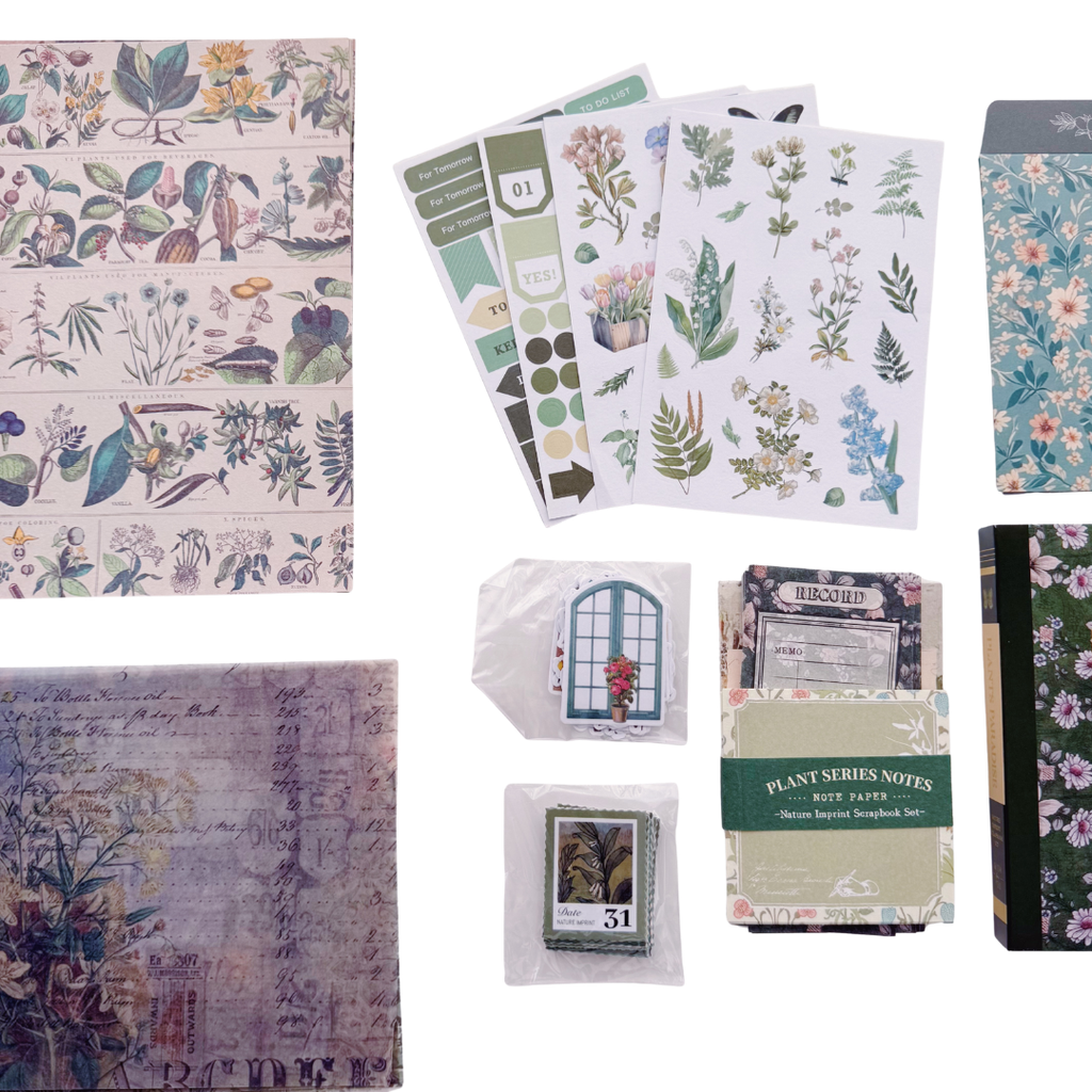 Plants Paradise - Kit de Journal - Stickers, Papel Decorado y Washitapes