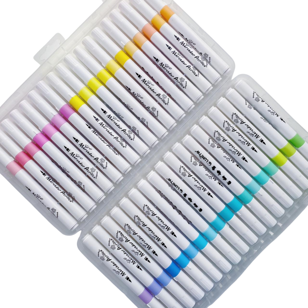 Plumones Acrílicos Punta Pincel - Set Pastel 36 Colores