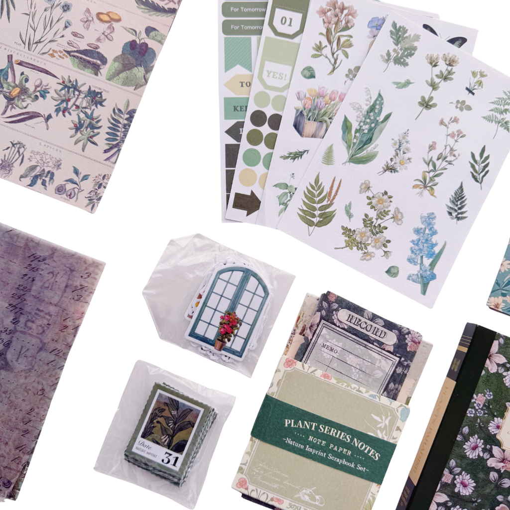 Plants Paradise - Kit de Journal - Stickers, Papel Decorado y Washitapes