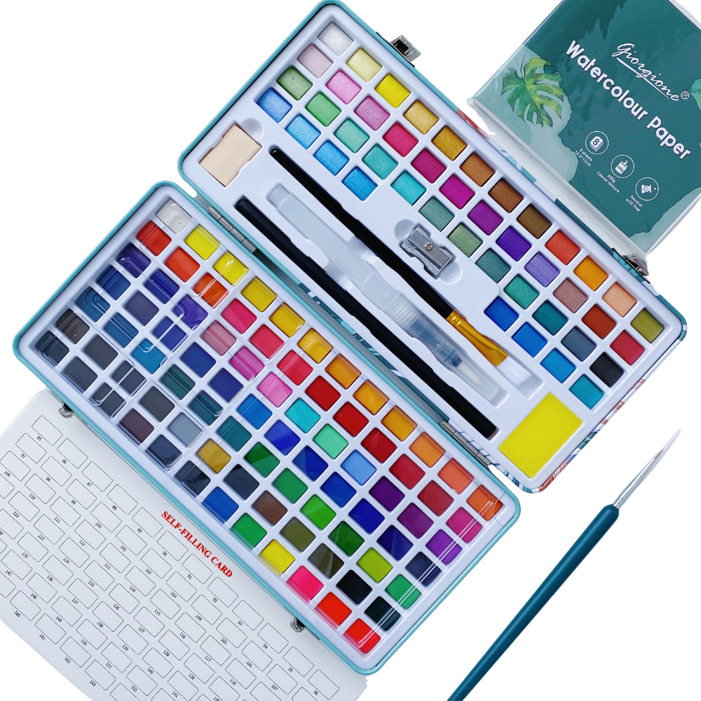 Acuarela Profesional Giorgione - 128 Colores Metálicos y Básicos