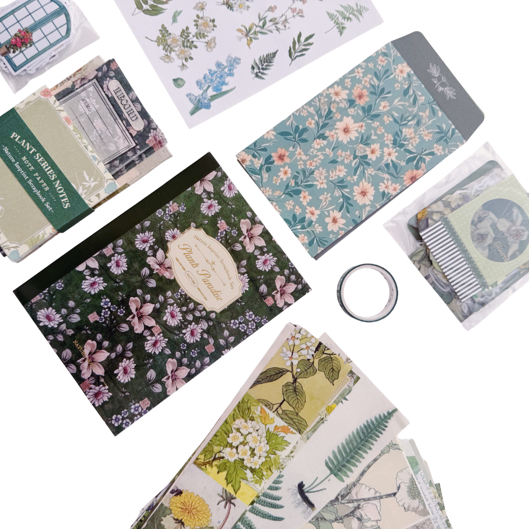 Plants Paradise - Kit de Journal - Stickers, Papel Decorado y Washitapes