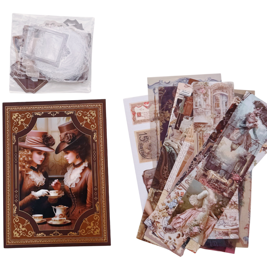 Victorian Style - Kit de Journal - Stickers, Papel Decorado y Washitapes