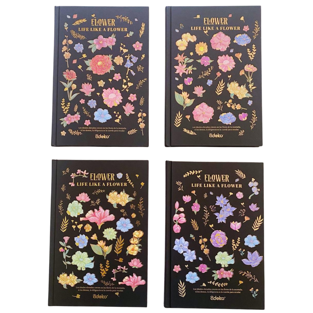 Libreta Hojas Decoradas Flower Marco Negro