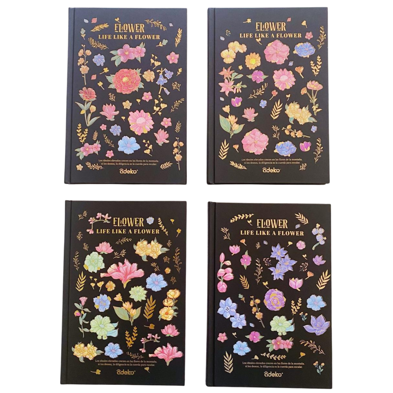 Libreta Hojas Decoradas Flower Marco Negro