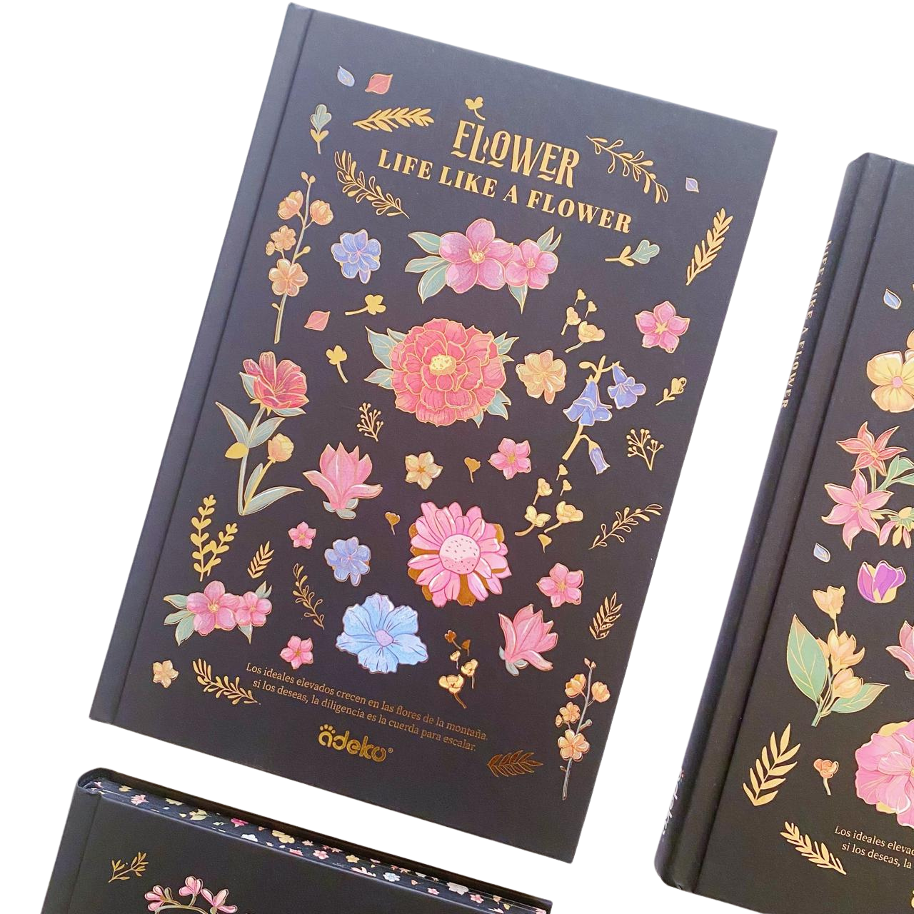 Libreta Hojas Decoradas Flower Marco Negro