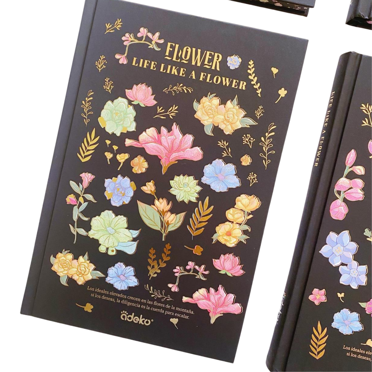 Libreta Hojas Decoradas Flower Marco Negro