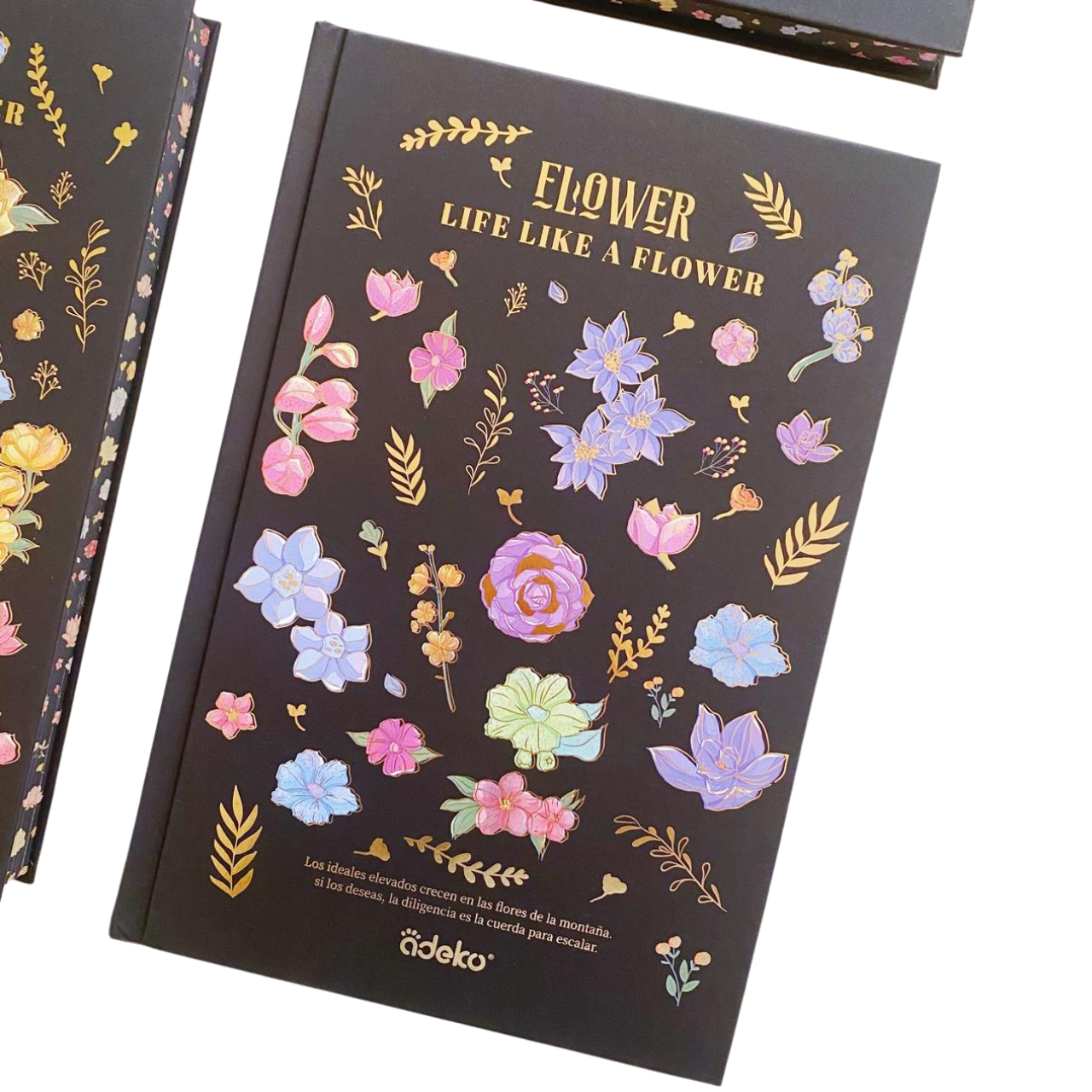 Libreta Hojas Decoradas Flower Marco Negro