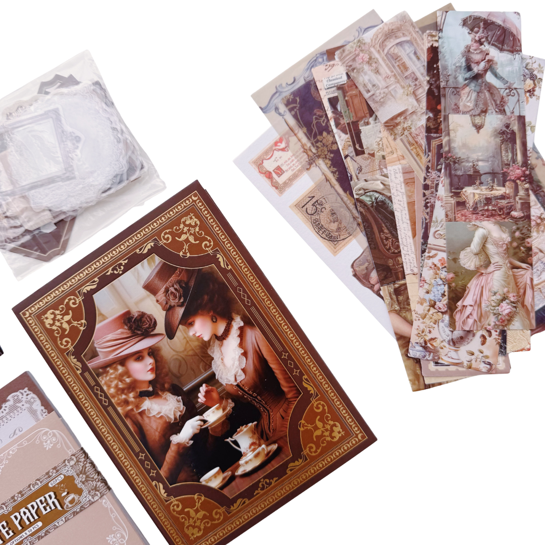 Victorian Style - Kit de Journal - Stickers, Papel Decorado y Washitapes