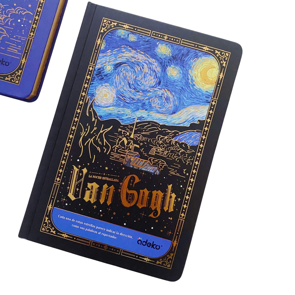 Libreta Van Gogh Hojas Decoradas Marco Dorado