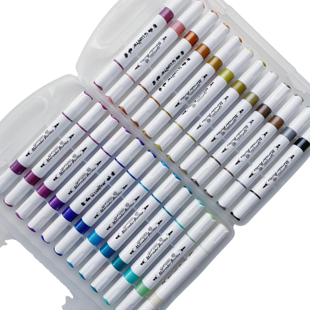 Plumones Acrílicos Doble Punta - Set Metalicos 24 Colores