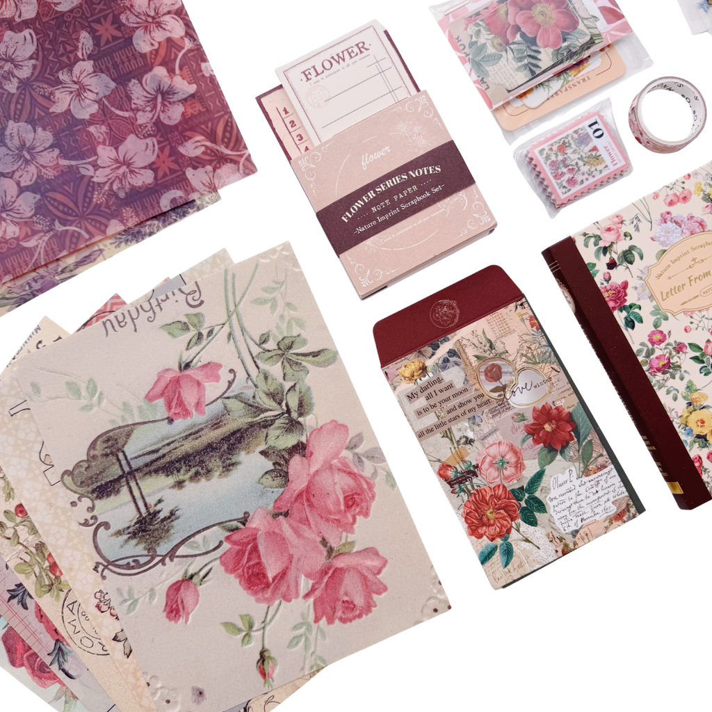 Letter From Flowers - Kit de Journal - Stickers, Papel Decorado y Washitapes