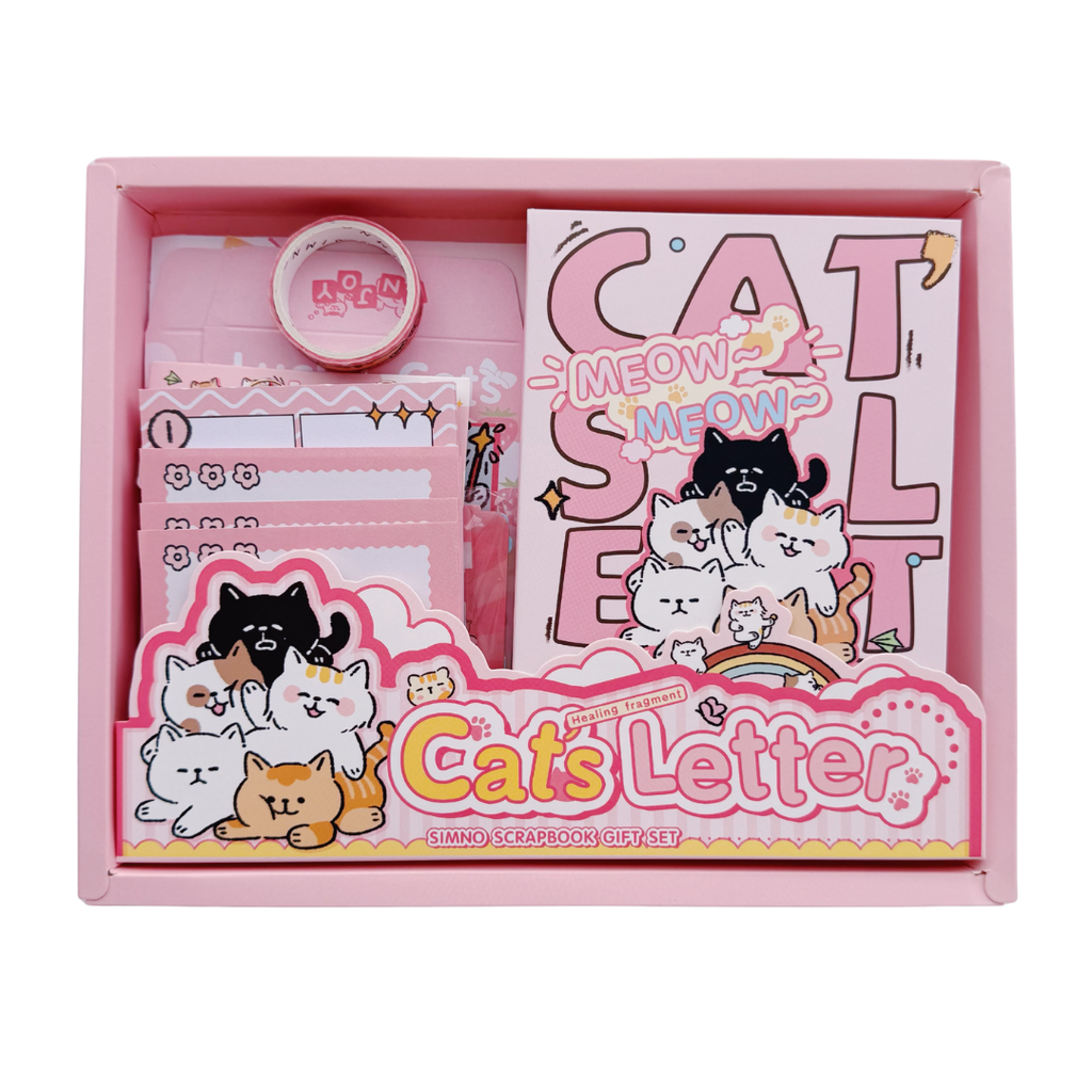 Cat's Letter - Kit de Journal - Stickers, Papel Decorado y Washitapes