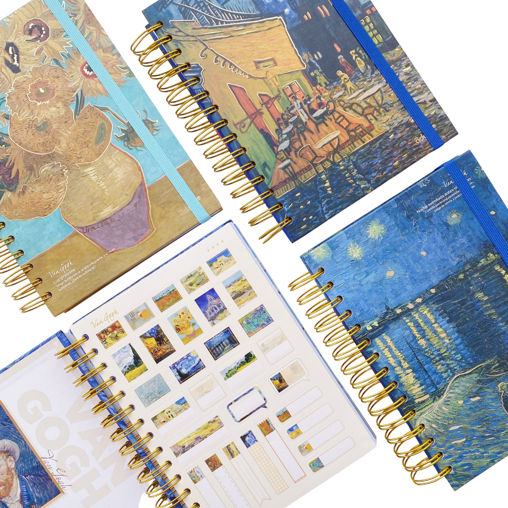 Libreta Fancés Hojas De Cuadros Van Gogh Foil