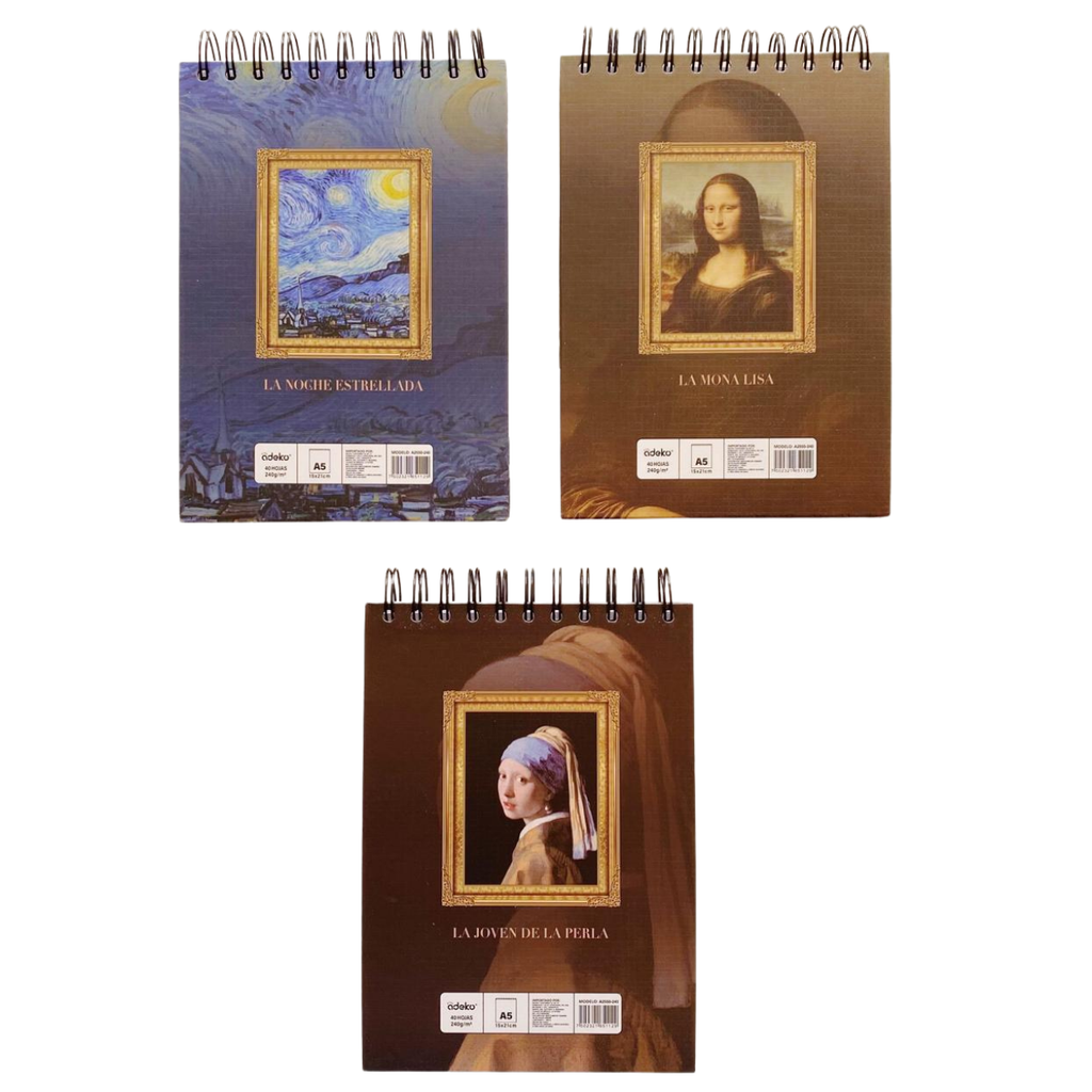 Libreta Sketchbook Van Gogh Arillo 240g Hojas Blancas