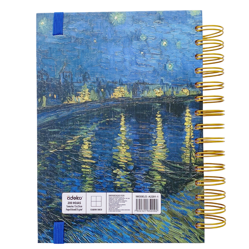 Libreta Fancés Hojas De Cuadros Van Gogh Foil