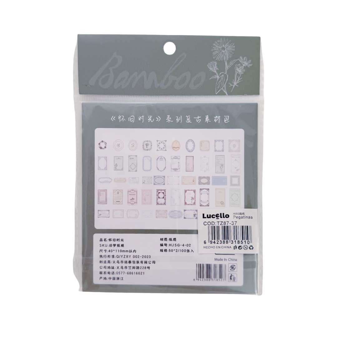 Set de Marcos y Etiquetas Decorativas Vintage – 100 piezas