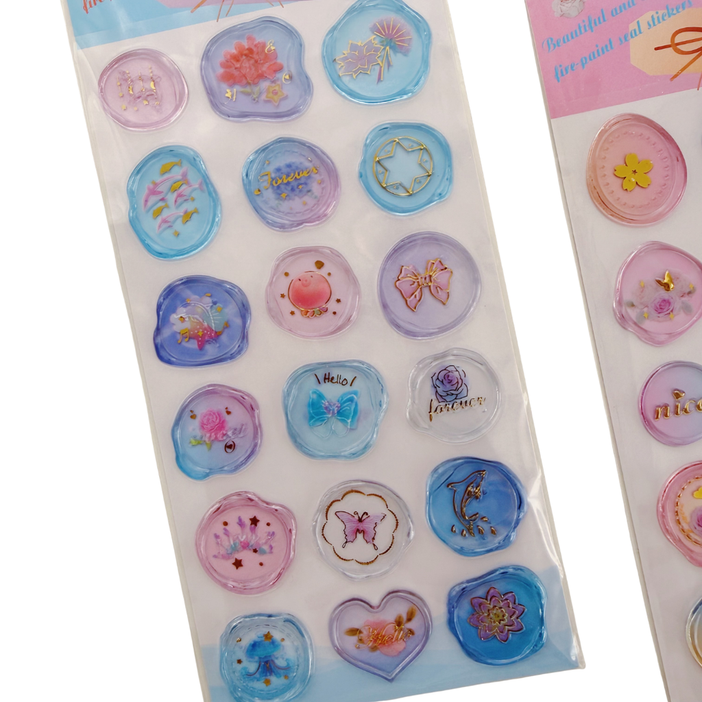 Stickers tipo sello de cera 3D ✨🦋🌸
