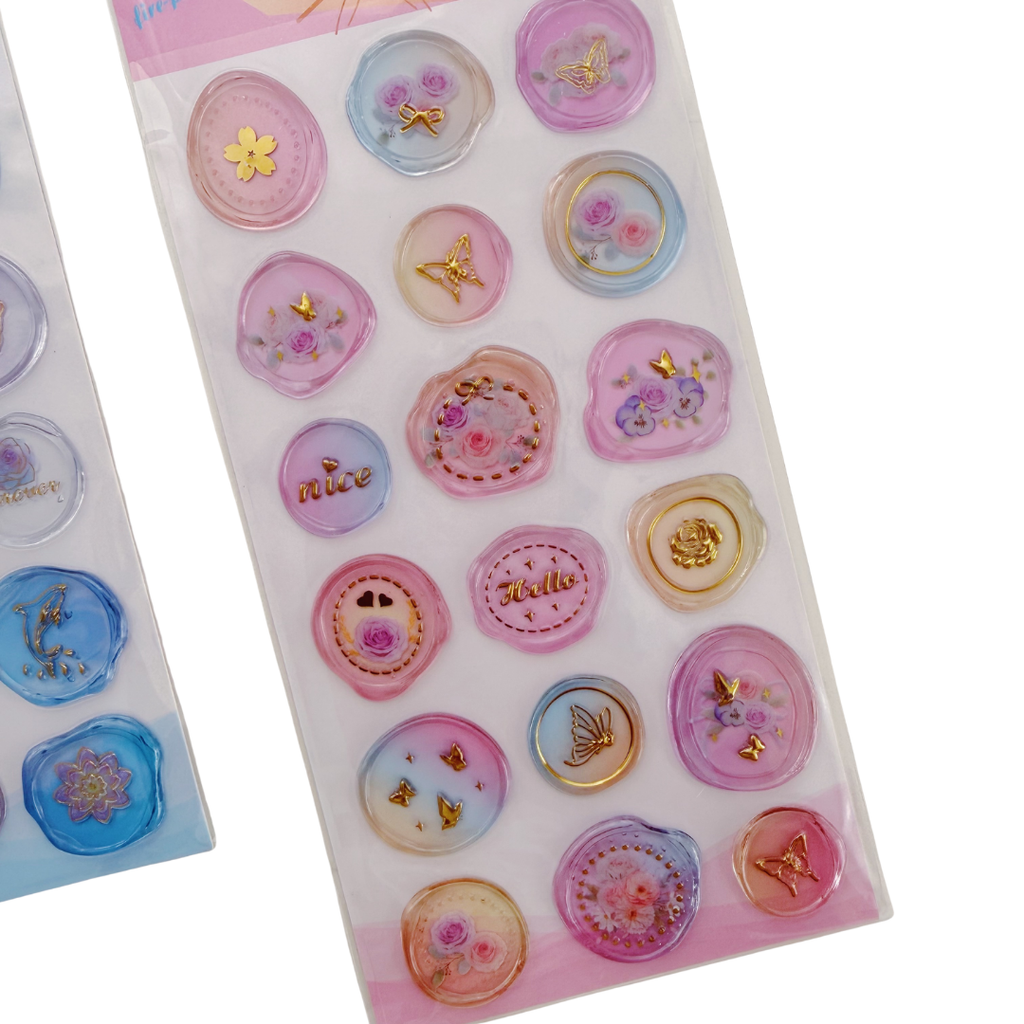 Stickers tipo sello de cera 3D ✨🦋🌸