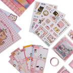 Cat's Letter - Kit de Journal - Stickers, Papel Decorado y Washitapes