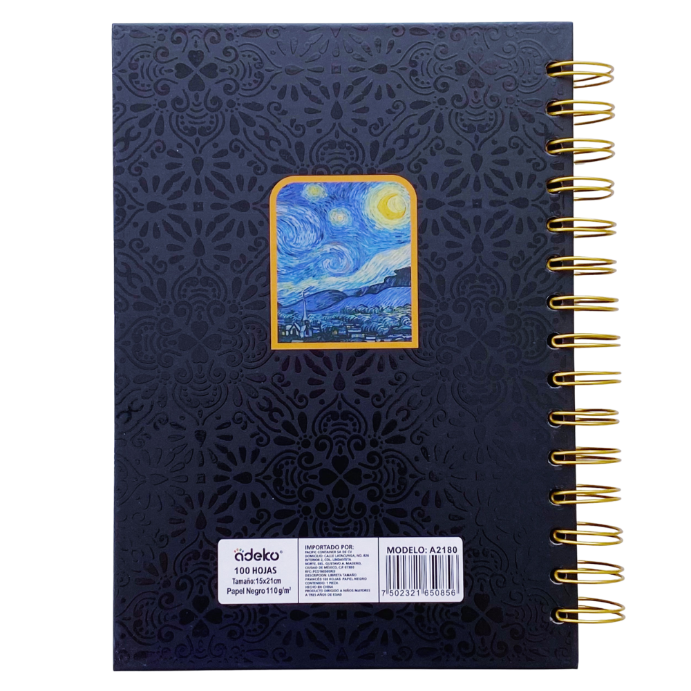 Libreta Hojas Negras - Francés Van Gogh