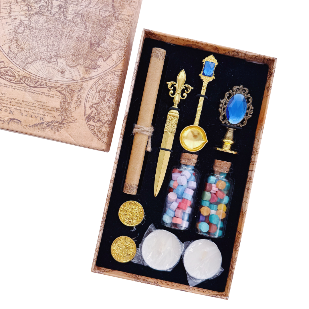 Set de Sellos de Lacre Vintage con Accesorios