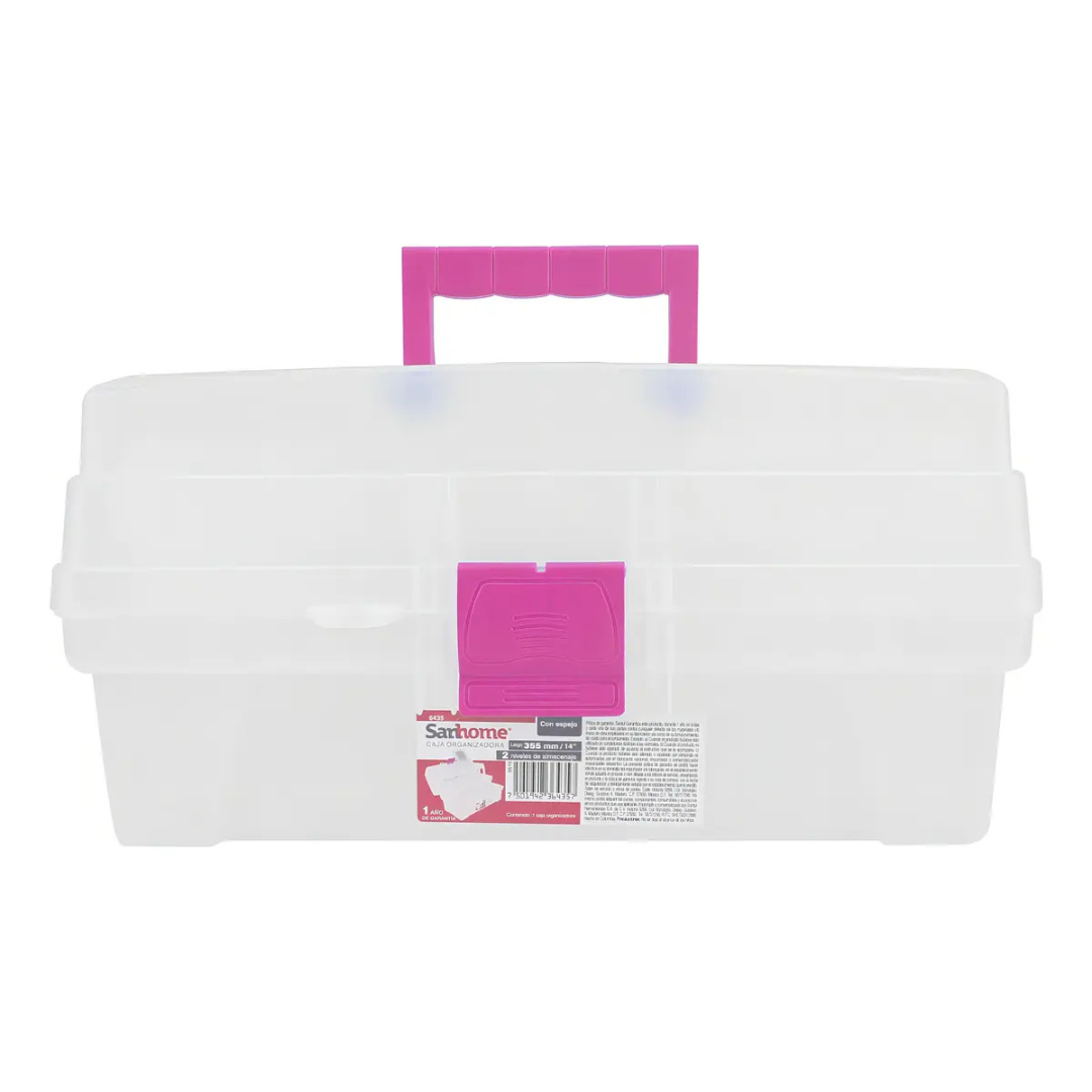 Caja Organizadora Multiusos Translúcida con Compartimentos y Espejo