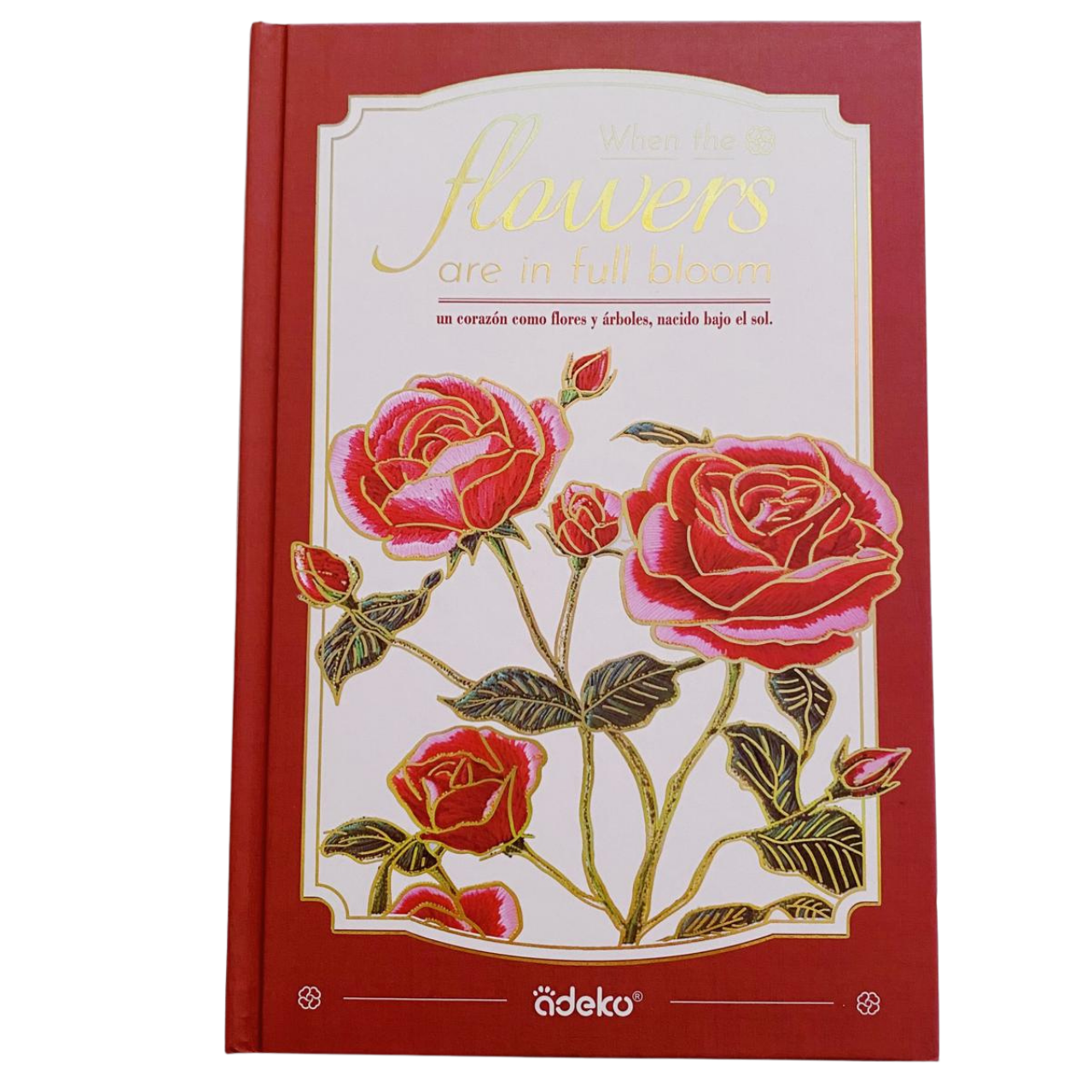 Libreta Sketchbook Hojas Blancas Flowers Marco Con Rosas