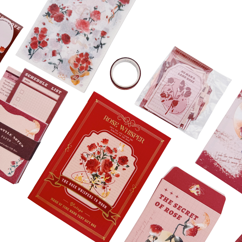 Rose Whisper - Kit de Journal - Stickers, Papel Decorado y Washitapes