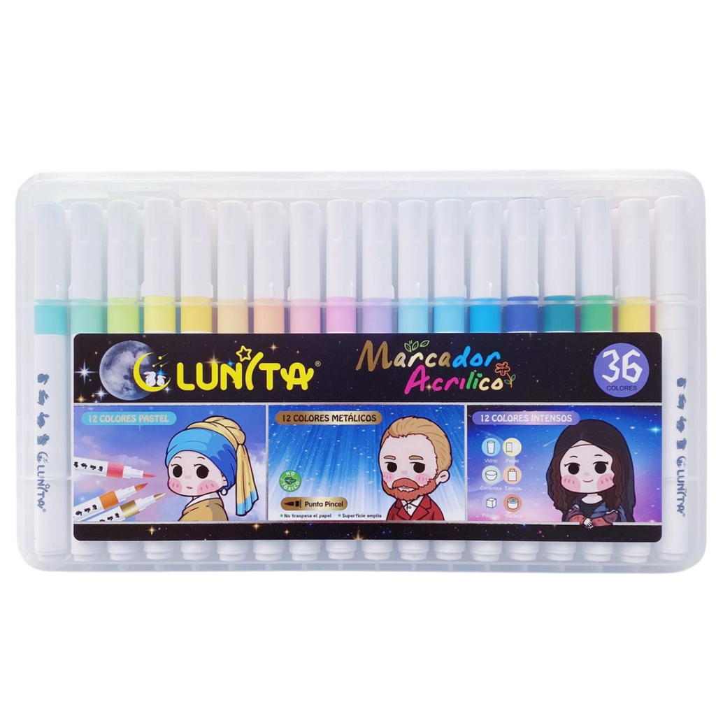 Plumones Acrílicos Punta Pincel - Set Arte 36 Colores