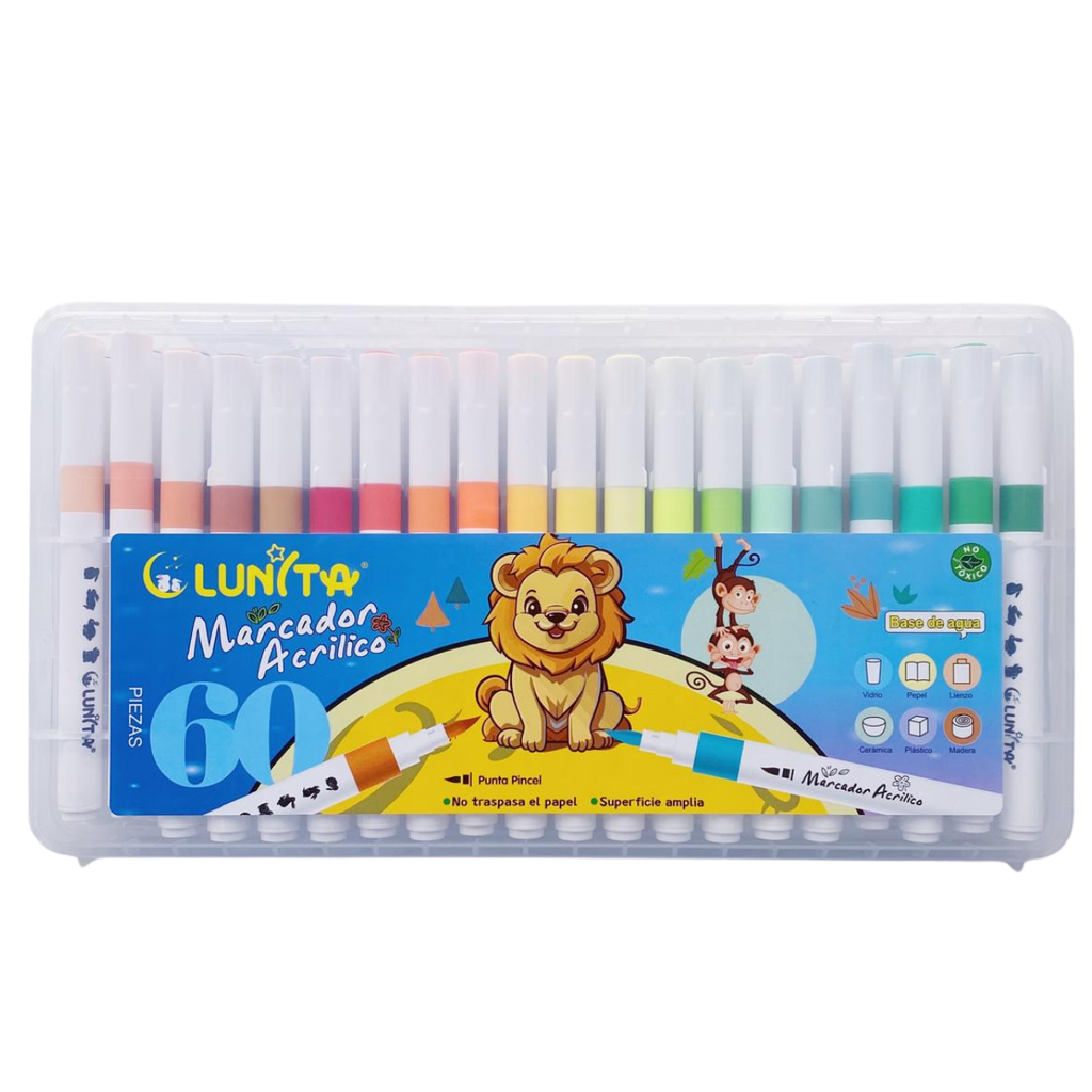Plumones Acrílicos Punta Pincel - Set Leon 60 Colores