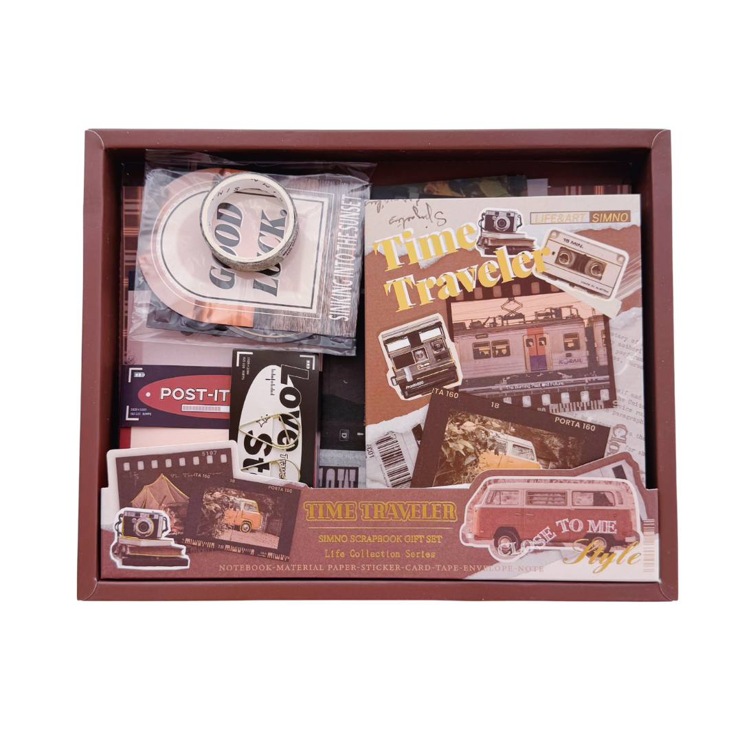Time Traveler - Kit de Journal - Stickers, Papel Decorado y Washitapes