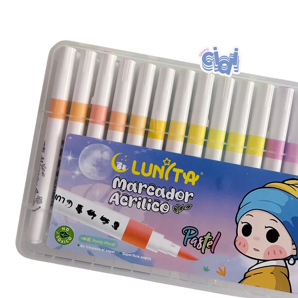 Lunita Acrylic Brush Pens Pastel (36 pzs)