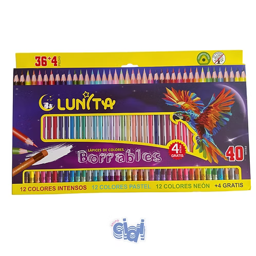 Set de Lápices de Colores Borrables Lunita