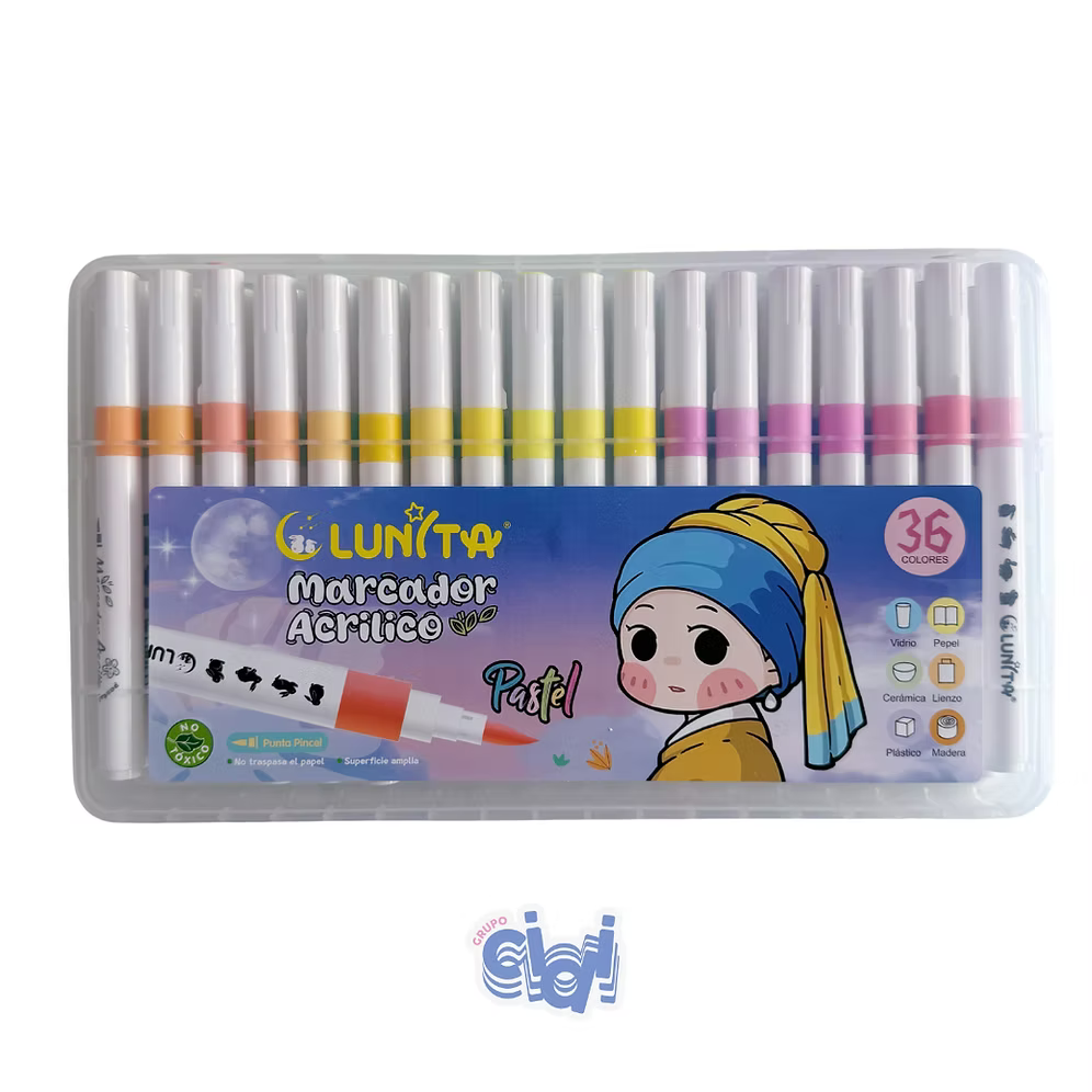 Lunita Acrylic Brush Pens Pastel (36 pzs)