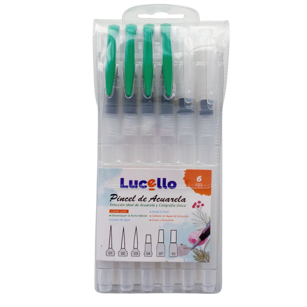 Set De Pinceles Con Depósito De Agua 6 Piezas