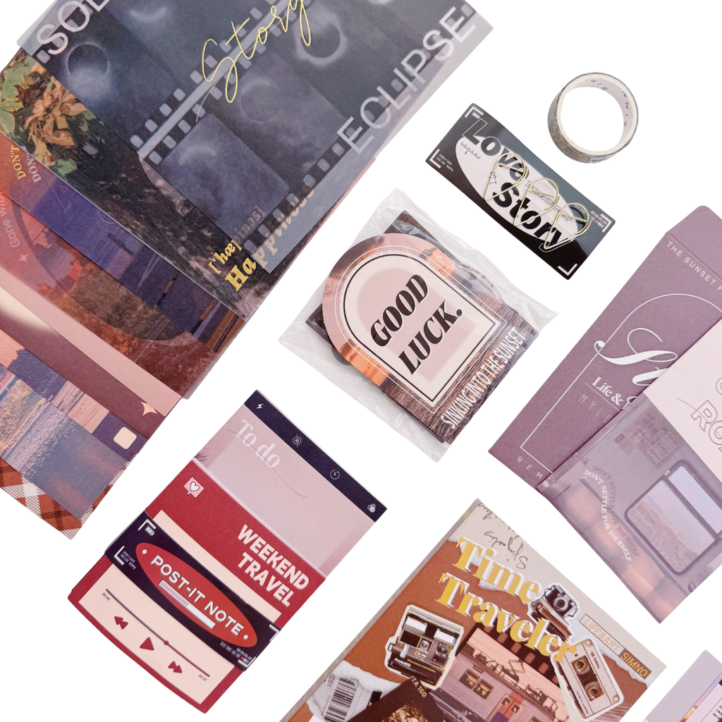 Time Traveler - Kit de Journal - Stickers, Papel Decorado y Washitapes