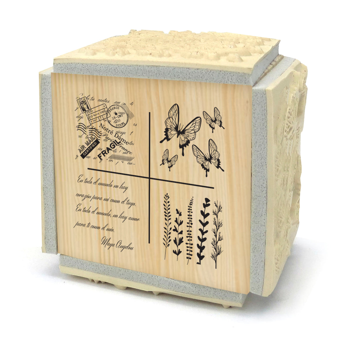 Cubo de Sellos Mariposas Poéticas