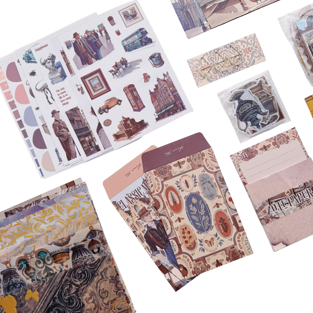 Museum Memories - Kit de Journal - Stickers, Papel Decorado y Washitapes