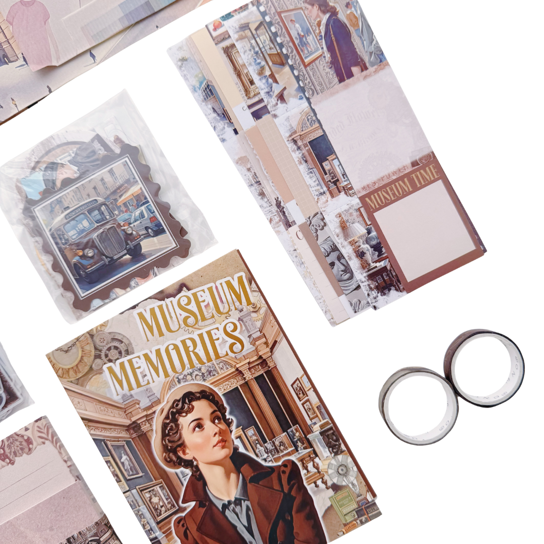 Museum Memories - Kit de Journal - Stickers, Papel Decorado y Washitapes