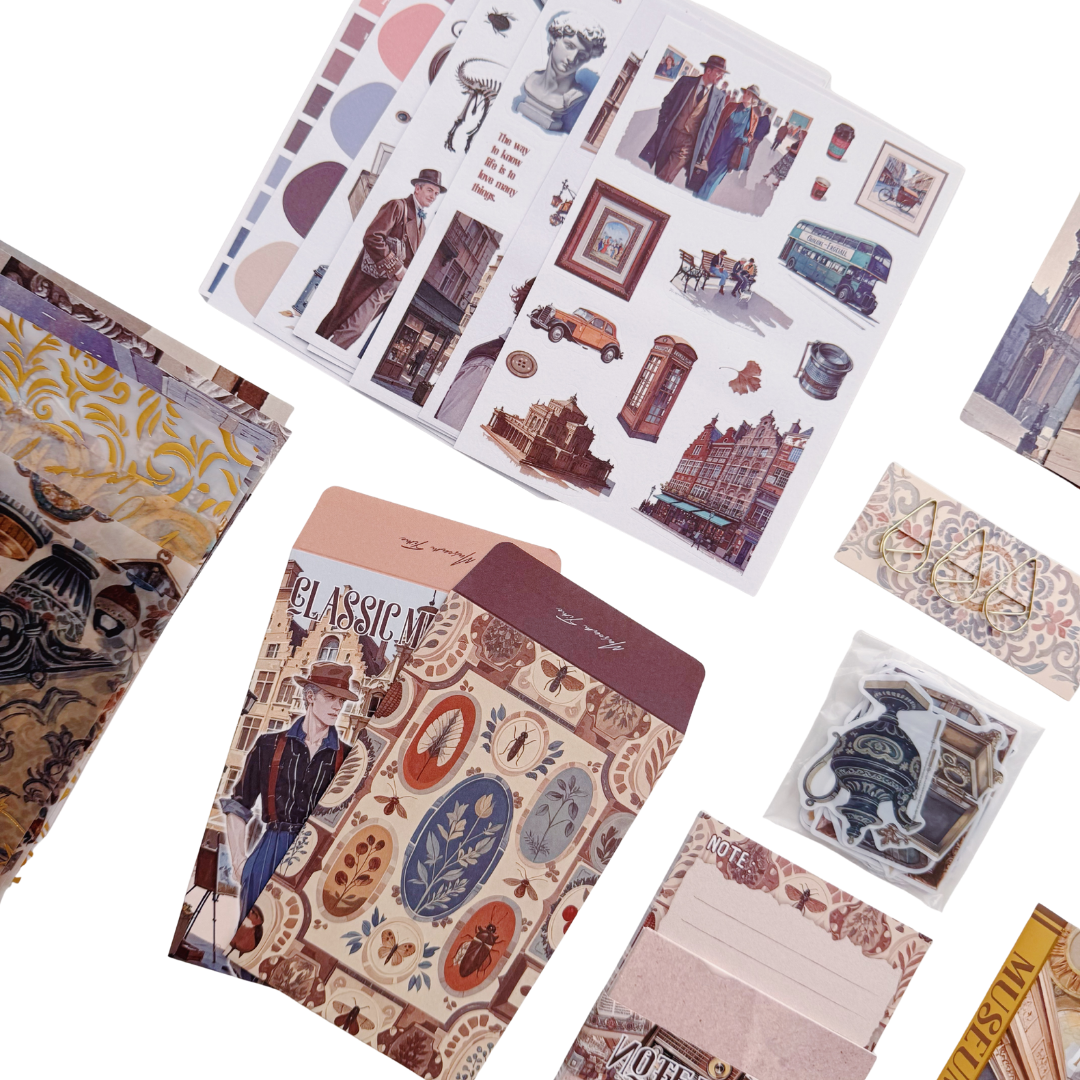 Museum Memories - Kit de Journal - Stickers, Papel Decorado y Washitapes