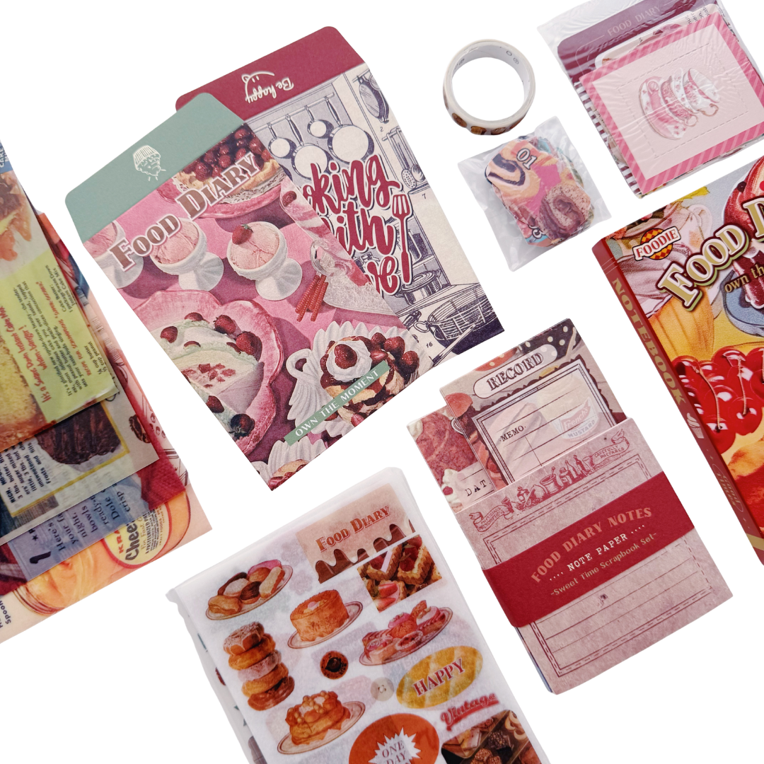 Food Diary - Kit de Journal - Stickers, Papel Decorado y Washitapes