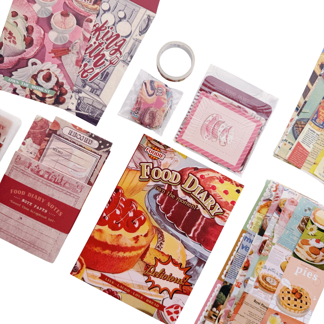 Food Diary - Kit de Journal - Stickers, Papel Decorado y Washitapes