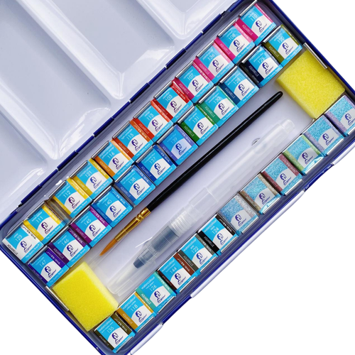 Acuarelas Profesionales 36 Colores Metalicos Y Básicos