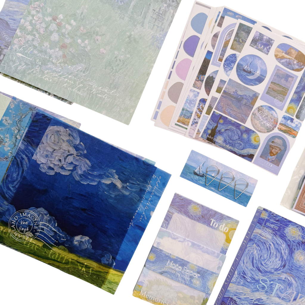 The Starry Night - Kit de Journal - Stickers, Papel Decorado y Washitapes
