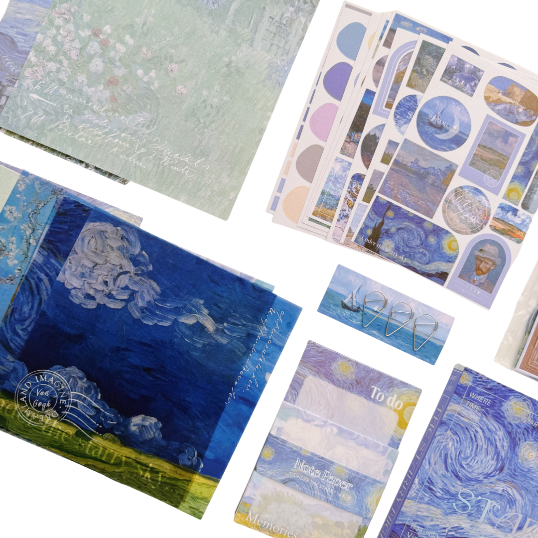 The Starry Night - Kit de Journal - Stickers, Papel Decorado y Washitapes